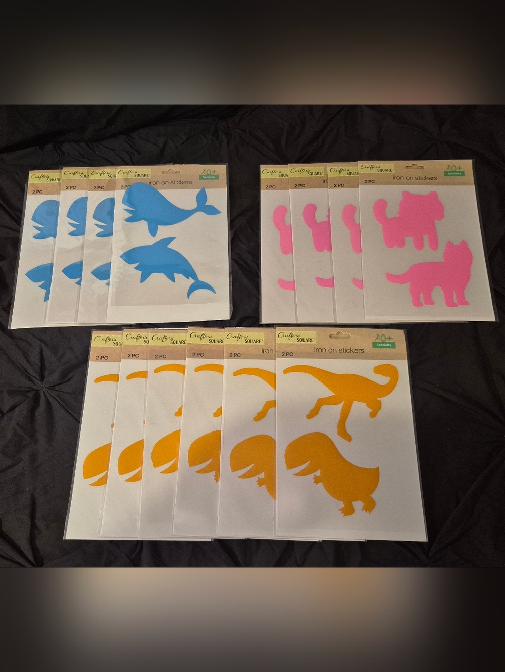 14pc Crafter's Square Animal Iron-On Transfers - Sharks, Cats & Dinosaurs Lot